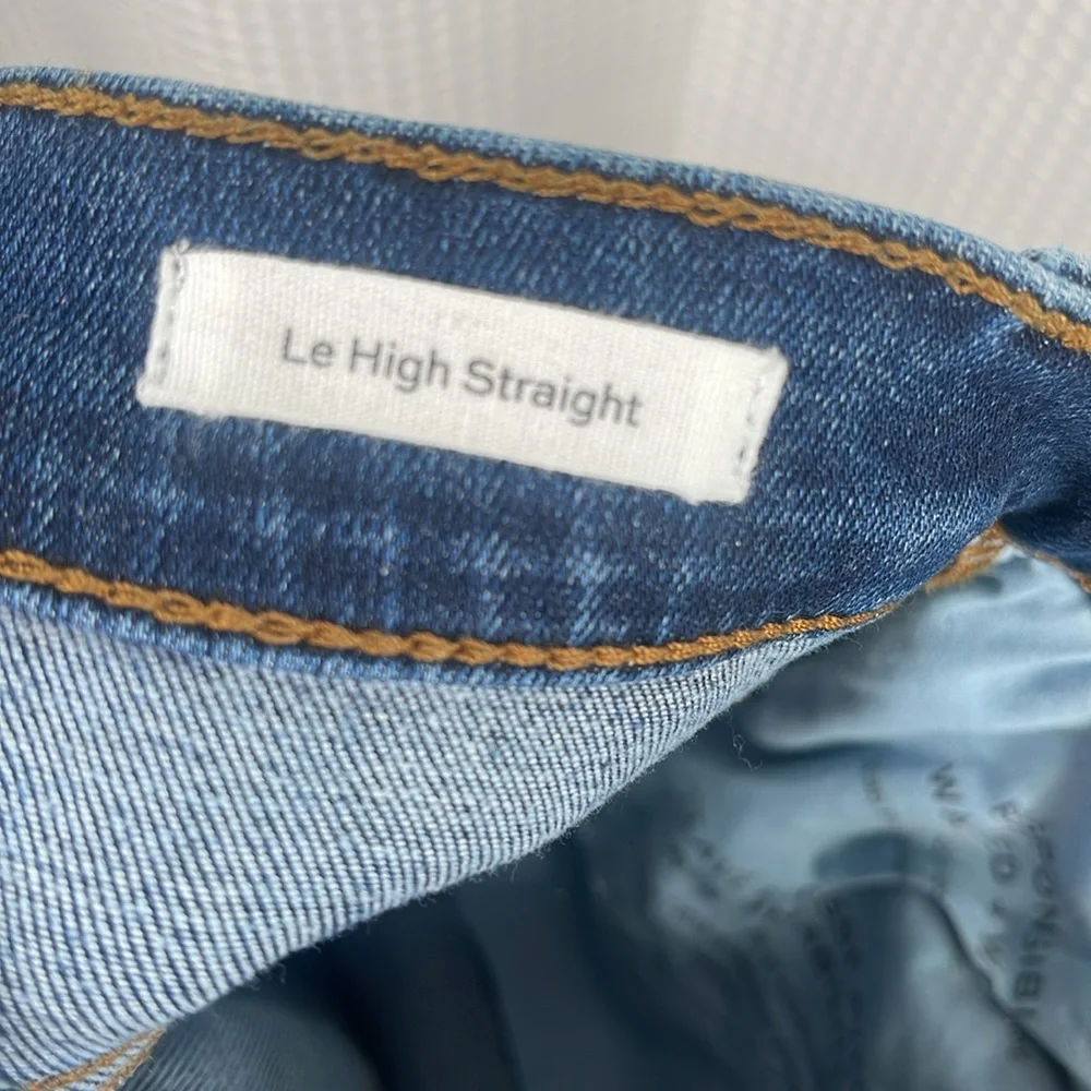 Frame Le High Straight Jeans Dublin Wash Raw Step Hem 5 Pocket Sz 26